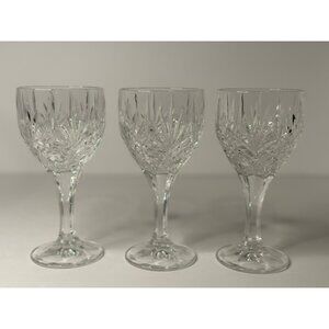 VTG Set of 3 Imperial Estate 24% Lead Crystal Clear MCM Wine Goblets Glasses